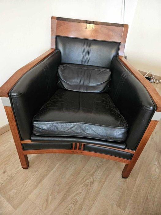 Schuitema en Zonen - Fauteuil (2) - Hout, Leder - met, Antiek en Kunst, Antiek | Meubels | Stoelen en Banken