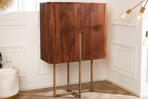 Design Dressoir GATSBY 125cm bruin mat goud Mangoholz Retro, Huis en Inrichting, Kasten | Dressoirs, Ophalen of Verzenden