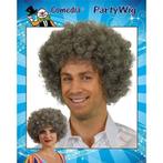 Afro Pruik mini grijs, Verzenden, Nieuw, Feestartikel