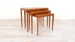 Vintage mimiset | Johannes Andersen | Nesting tables | Teak, Huis en Inrichting, Tafels | Bijzettafels, 45 tot 60 cm, Zo goed als nieuw