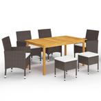 vidaXL 7-delige Tuinset bruin, 6 zitplaatsen, Nieuw, Tuinset, Verzenden