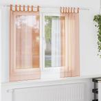 vidaXL Voile gordijnen met lussen 2 st terracotta 140x140 cm, Huis en Inrichting, Verzenden, Nieuw, Bruin