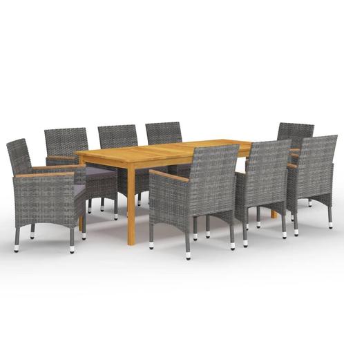 vidaXL 9-delige Tuinset grijs, Tuin en Terras, Tuinsets en Loungesets, Tuinset, Nieuw, 8 zitplaatsen, Hardhout, Verzenden