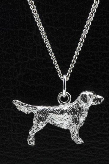 Zilveren Flat coated retriever ketting hanger - groot, Sieraden, Tassen en Uiterlijk, Kettinghangers, Verzenden