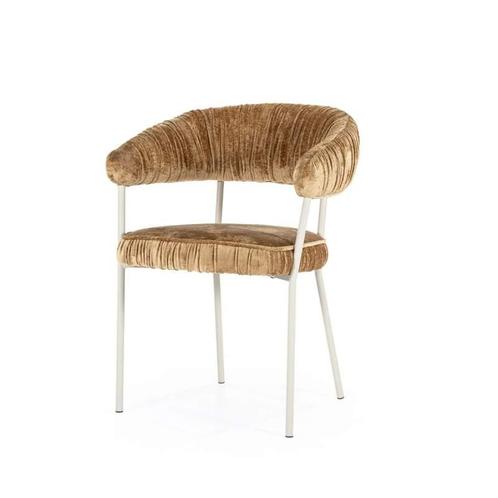 Eetkamerstoel Lizzy - Mosterd Femme - 96114 - eetkamersto..., Huis en Inrichting, Stoelen, Nieuw, Stof