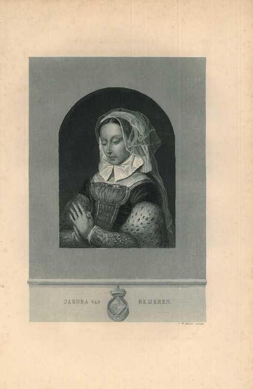 Portrait of Jacqueline, Countess of Hainaut, Antiek en Kunst, Kunst | Etsen en Gravures