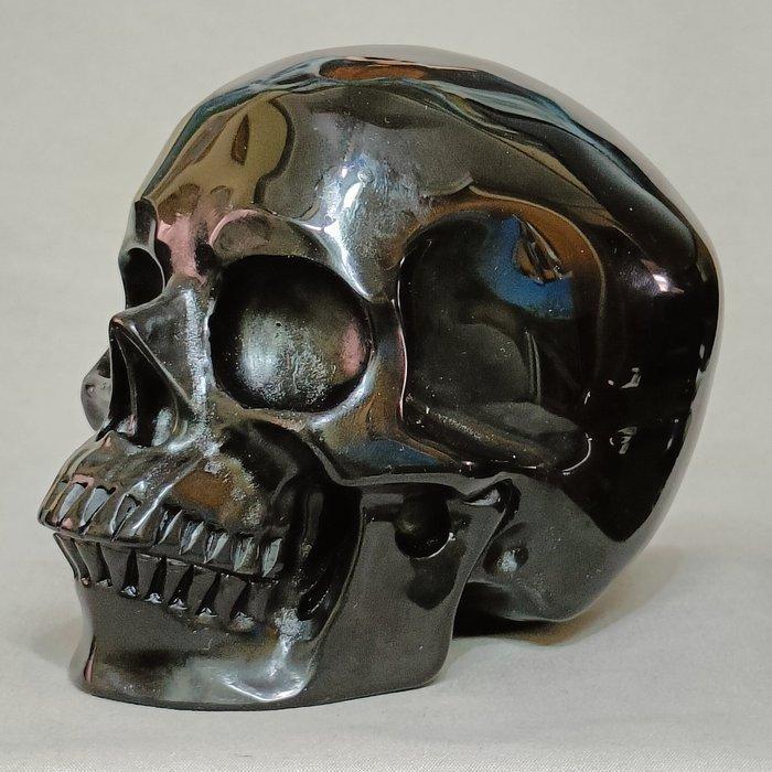 Handgemaakt gesculpteerde schedel in zwart obsidiaankristal, Verzamelen, Mineralen en Fossielen