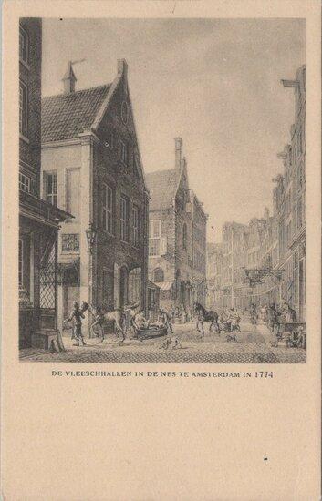 AMSTERDAM - De Vleeschhallen in de Nes te Amsterdam in 1774, Verzamelen, Ansichtkaarten | Nederland, Verzenden