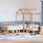 vidaXL Kinderbed met huisje en bankje massief grenenhout, 90 cm, Eenpersoons, Bruin, Verzenden