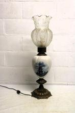 Staande lamp - brons - koper - glas - Antieke delfste lamp