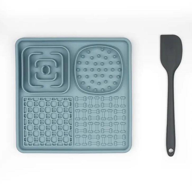 Likmat Hond Blauw 20x20cm incl. spatel (Likmatten, Spelen), Dieren en Toebehoren, Hondenspeelgoed, Nieuw, Ophalen of Verzenden