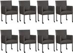 Set van 8 Donkergrijze leren moderne kuipstoel - poot rond z, Huis en Inrichting, Stoelen, Overige kleuren, Nieuw, Leer, Ophalen of Verzenden