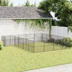 vidaXL Hondenkennel 20 panelen gepoedercoat staal zwart, Dieren en Toebehoren, Hondenhokken, Verzenden, Nieuw