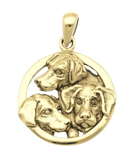 Gouden Labrador retriever in rond kettinghanger, Sieraden, Tassen en Uiterlijk, Kettinghangers, Verzenden