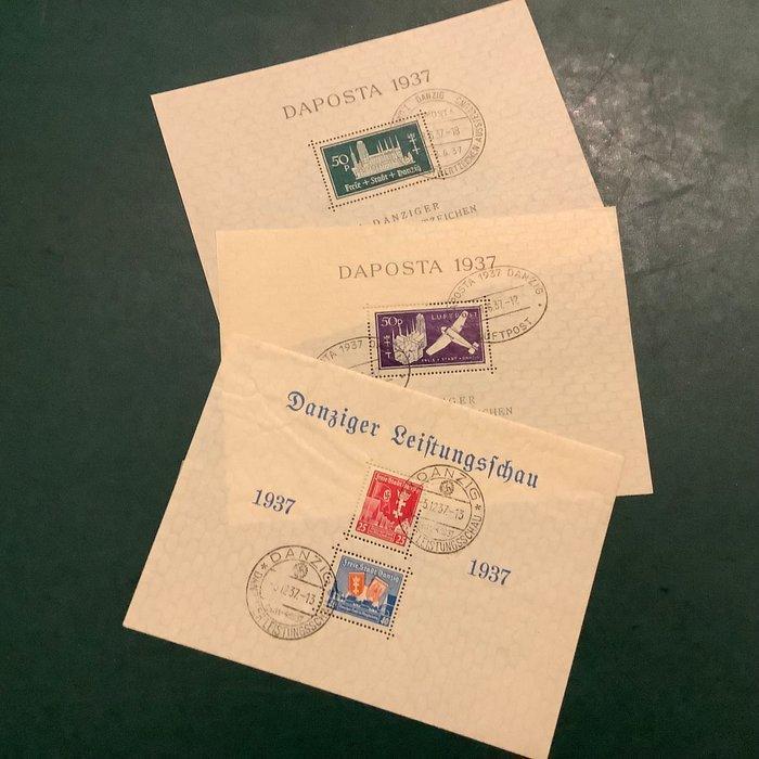 Danzig 1937 - De drie blokken van Danzig - Michel blok 1/3, Postzegels en Munten, Postzegels | Europa | Duitsland