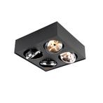 Design spot zwart vierkant 4-lichts - Kaya, Nieuw, Metaal of Aluminium, Modern