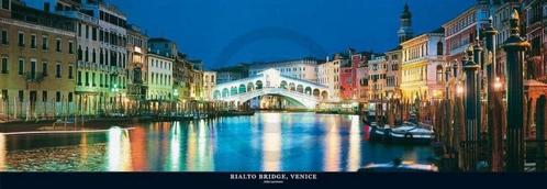Kunstdruk John Lawrence - Rialto Bridge, Venice 95x33cm, Huis en Inrichting, Woonaccessoires | Schilderijen, Tekeningen en Foto's