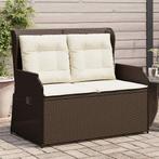 vidaXL Tuinbankje verstelbaar met kussens poly rattan bruin, Verzenden, Nieuw, Rotan