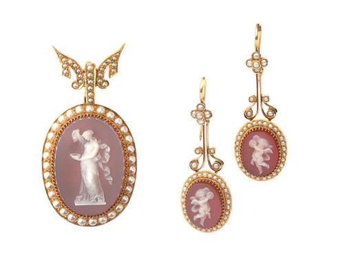 Een 18 krt. geelgouden demi-parure, Sieraden, Tassen en Uiterlijk, Broches, Gebruikt, 4 tot 7 cm, Goud