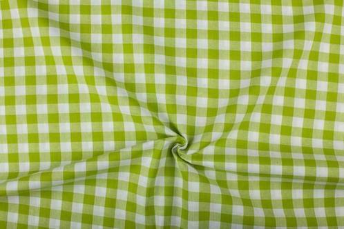 Geruite stof limoengroen wit geruit - 18mm geruit, Hobby en Vrije tijd, Stoffen en Lappen, 120 cm of meer, 200 cm of meer, Groen