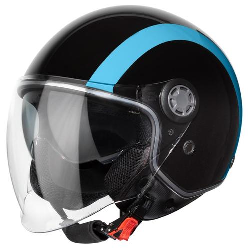 VINZ Jungbu - Blauw, Motoren, Kleding | Motorhelmen, L, Jethelm, Verzenden