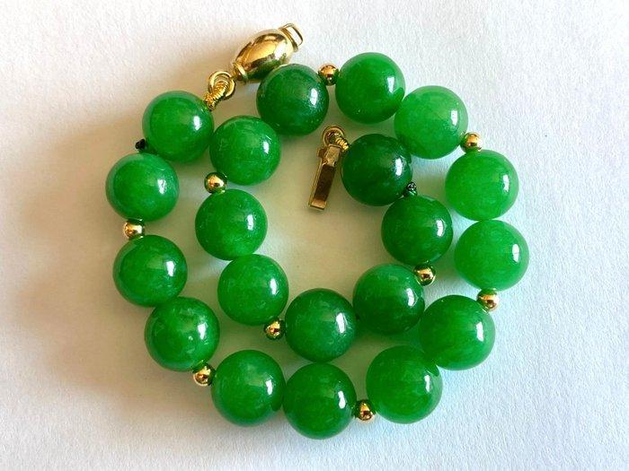 18 Kilaten (750) goud - groene jadeïet uit Birma - Armband, Antiek en Kunst, Kunst | Designobjecten