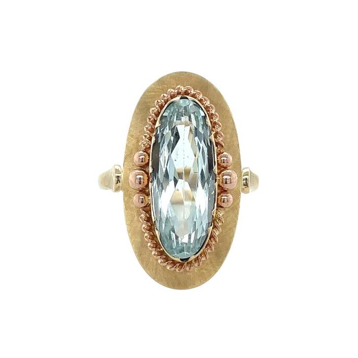 Gouden vintage ring met aquamarijn 14 kt, Sieraden, Tassen en Uiterlijk, Ringen, Nieuw, Ophalen of Verzenden