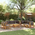 vidaXL 9-delige Loungeset met kussens massief acaciahout, Tuin en Terras, Verzenden, Nieuw, Hardhout, Loungeset