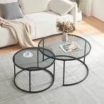 Salontafel set van 2 Kokkola rookglas zwart en transparant [, Huis en Inrichting, Tafels | Salontafels, Verzenden, Nieuw