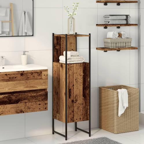 vidaXL Badkamerkast 33x33x120,5 cm bewerkt hout oud, Huis en Inrichting, Tafels | Kaptafels, Nieuw, Verzenden