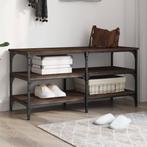 vidaXL Schoenenbankje 100x38,5x49 cm bewerkt hout bruin, Huis en Inrichting, Banken | Voetenbanken en Poefen, Verzenden, Nieuw