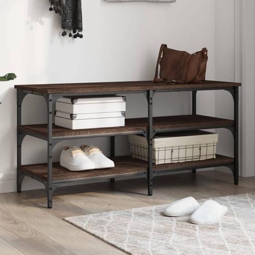 vidaXL Schoenenbankje 100x38,5x49 cm bewerkt hout bruin, Huis en Inrichting, Banken | Voetenbanken en Poefen, Nieuw, Verzenden