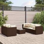 vidaXL 6-delige Loungeset met kussens poly rattan bruin, Tuin en Terras, Tuinsets en Loungesets, 5 zitplaatsen, Nieuw, Loungeset
