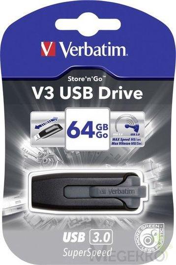 Verbatim USB-Stick V3 Store n Go USB3.0 64 GB grijs beschikbaar voor biedingen