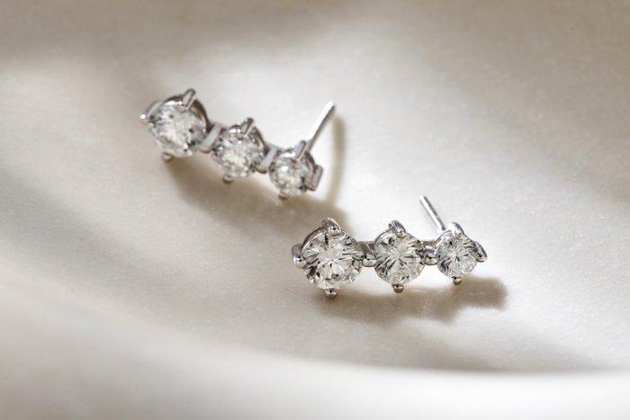 Oorbellen - 14 karaat Witgoud - 2.04ct. tw. Diamant, Sieraden, Tassen en Uiterlijk, Oorbellen