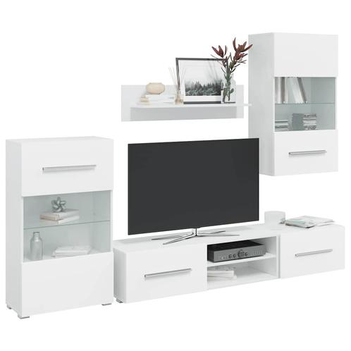 vidaXL 5-delige Tv-meubels met LED-verlichting bewerkt hout, Huis en Inrichting, Kasten | Televisiemeubels, Nieuw, Overige houtsoorten