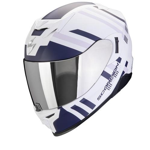 Scorpion EXO-520 Evo Air Banshee Matt White Blue Purple Full, Motoren, Kleding | Motorhelmen, Integraalhelm, Heren, XXS, Nieuw met kaartje