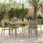vidaXL Tuinstapelstoelen 4 pcs Grijs en Bruin, Tuin en Terras, Tuinstoelen, Verzenden, Nieuw, Rotan