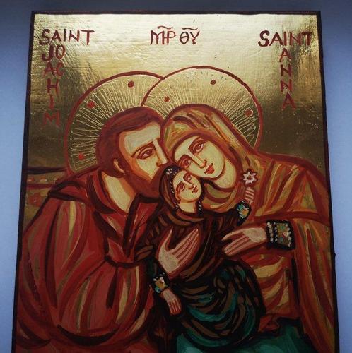 Icoon - Sint-Anna, Sint-Joachim met de Heilige Maagd -, Antiek en Kunst, Antiek | Boeken en Bijbels