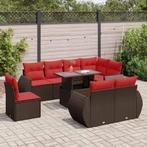 vidaXL 9-delige Loungeset met kussens poly rattan acacia, Tuin en Terras, Tuinsets en Loungesets, Verzenden, Nieuw, Rotan, Loungeset