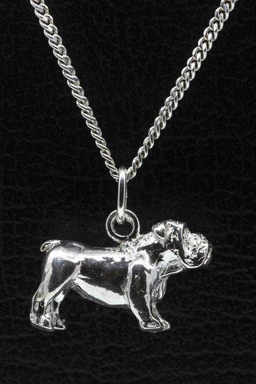 Zilveren Bulldog engelse ketting hanger - groot, Sieraden, Tassen en Uiterlijk, Kettinghangers, Verzenden