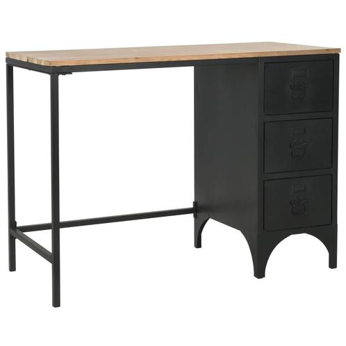 vidaXL Bureau 100x50x76 cm massief vurenhout en staal, Huis en Inrichting, Bureaus, Nieuw, Verzenden