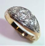 Ring Geel goud, Platina Diamant  (Natuurlijk), Sieraden, Tassen en Uiterlijk, Antieke sieraden