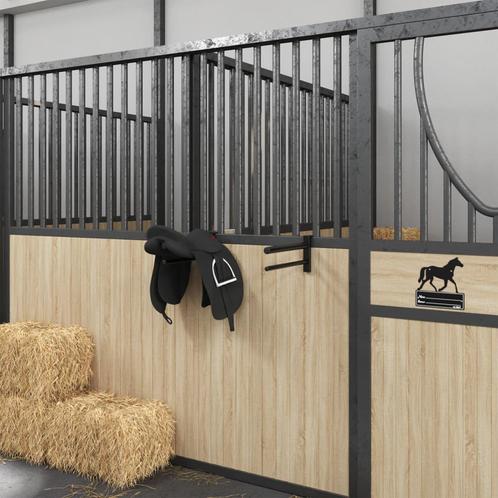 vidaXL Zadelrek met 2 stangen draagbaar ijzer zwart, Dieren en Toebehoren, Paarden en Pony's | Overige Paardenspullen, Nieuw, Verzenden