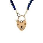 Vintage saffier collier met hart siersluiting 9 krt, Ophalen of Verzenden, Nieuw