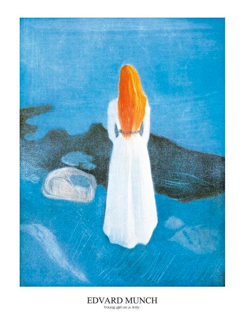 Kunstdruk Edvard Munch - Young girl on a Jetty 60x80cm, Huis en Inrichting, Woonaccessoires | Schilderijen, Tekeningen en Foto's