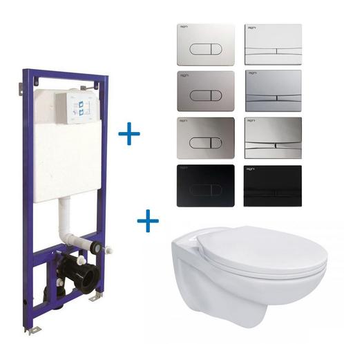 Toiletset Budget Set 01 Basic Pro Randloos Wit Met BWS, Doe-het-zelf en Verbouw, Sanitair, Ophalen of Verzenden