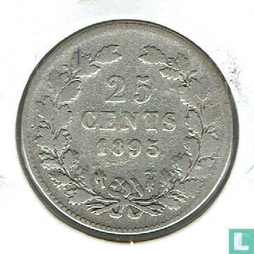 Nederland 25 cents 1895 (type 2), Postzegels en Munten, Munten | Nederland, Losse munt, 5 cent, Goud, Zilver, Verzenden