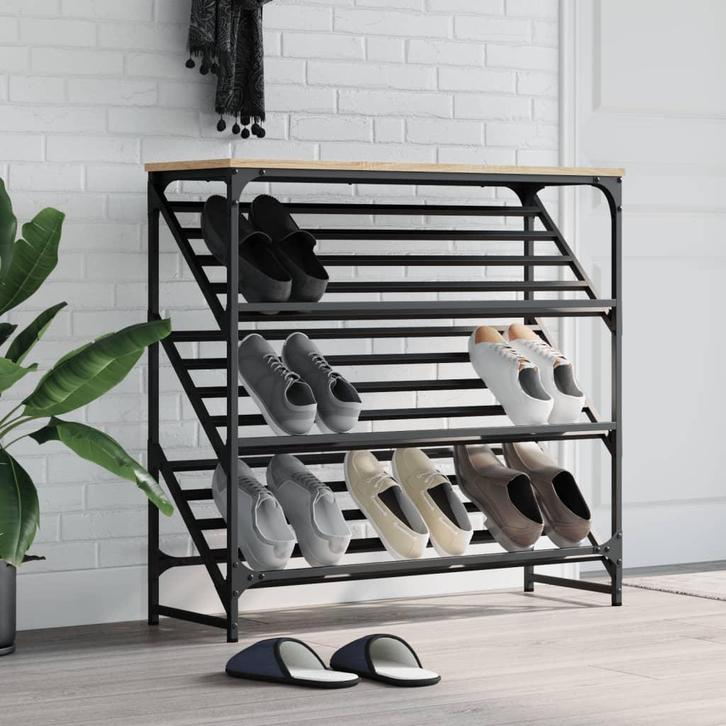 vidaXL Schoenenrek 90x30x85 cm bewerkt hout sonoma, Huis en Inrichting, Kasten | Schoenenrekken, Nieuw, Verzenden