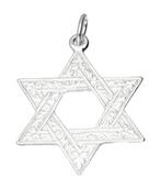 Zilveren Davidster ketting hanger - bewerkt, Verzenden, Nieuw